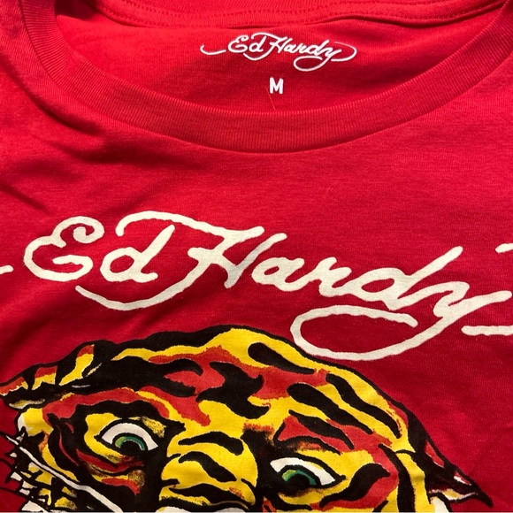 Ed Hardy Red Tiger Signature Logo Front & Back Crop T Tee Shirt NWT choose size - Picture 14 of 15
